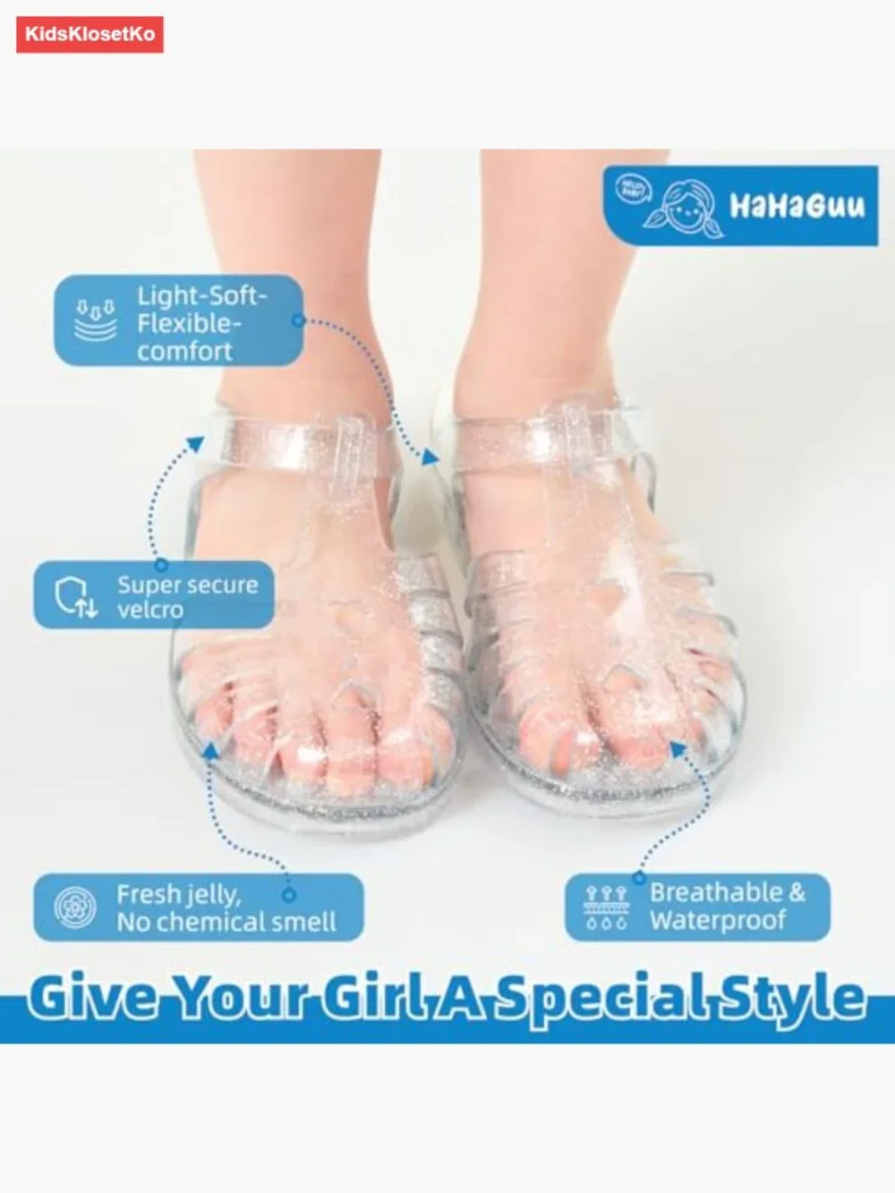 Closed Toe Jelly Sandals for Girls - Waterproof Fisherman Sandals